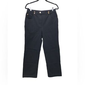 St. John Sport Pants Women’s Size 4,6? High Rise Black Straight Leg Cotton Blend